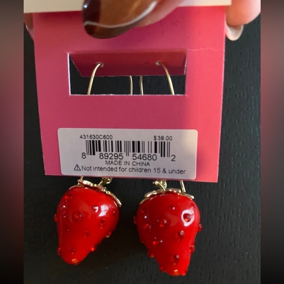 BETSEY JOHNSON SET Strawberry Crystal-Stud Drop Earrings & Matching Bracelet NWT - Picture 5 of 11